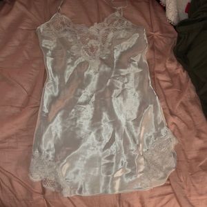 White silk lace Slip